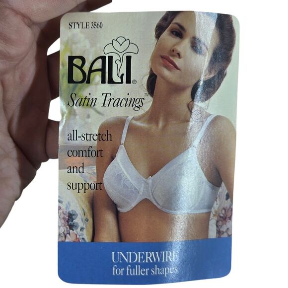 VINTAGE BALI SATIN TRACINGS UNDERWIRE BRA 40D - New With Tags - Picture 3 of 8